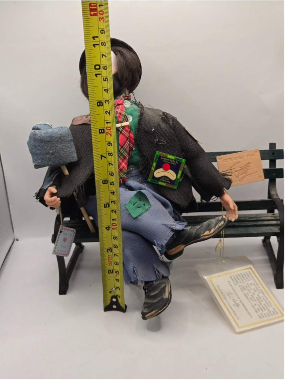 Vintage Emmett Kelly Jr Weary Willie Hobo Clown Musical Doll Park Bench May Lei - Picture 13 of 13